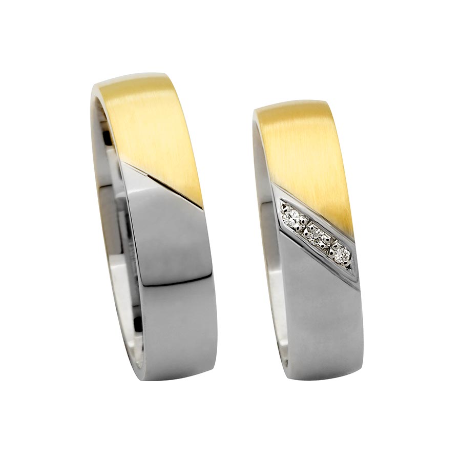 Wedding rings 925 Silber, 333 Gelbgold 514245-55