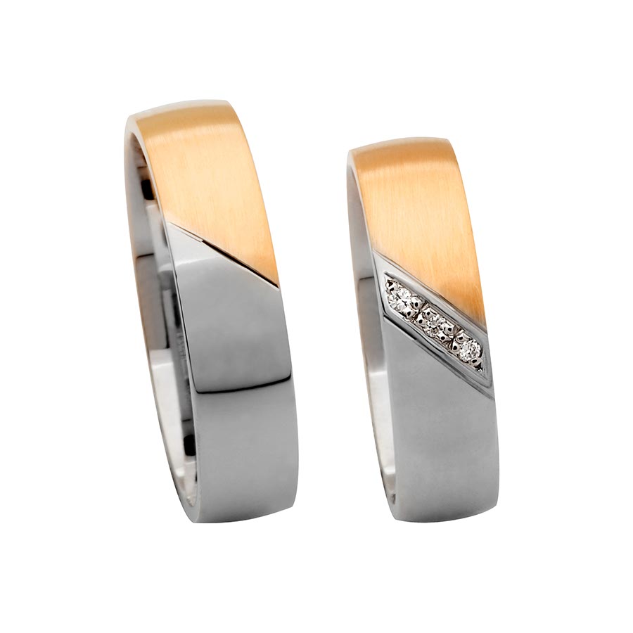 Wedding rings 585 Rotgold, Weißgold+Pd 514245-55