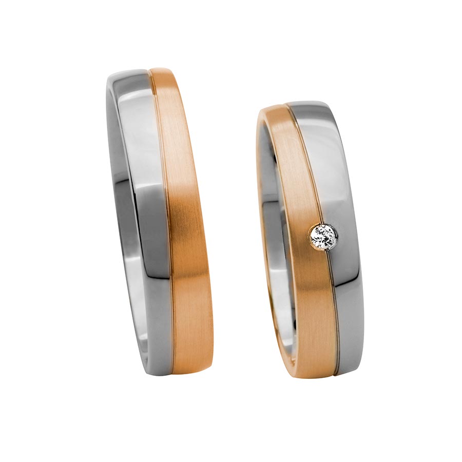 Wedding rings 585 Rotgold, Weißgold+Pd 514246-50