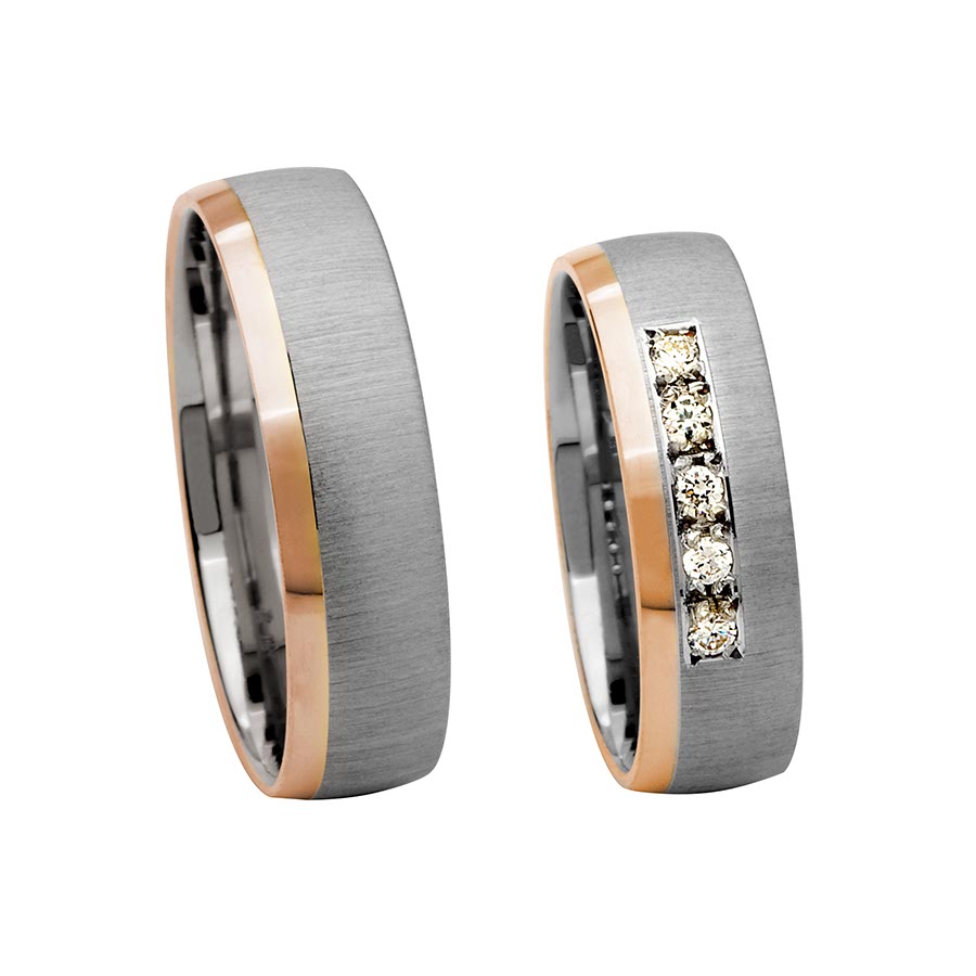 Wedding rings 585 Rotgold, Weißgold+Pd 514248-60