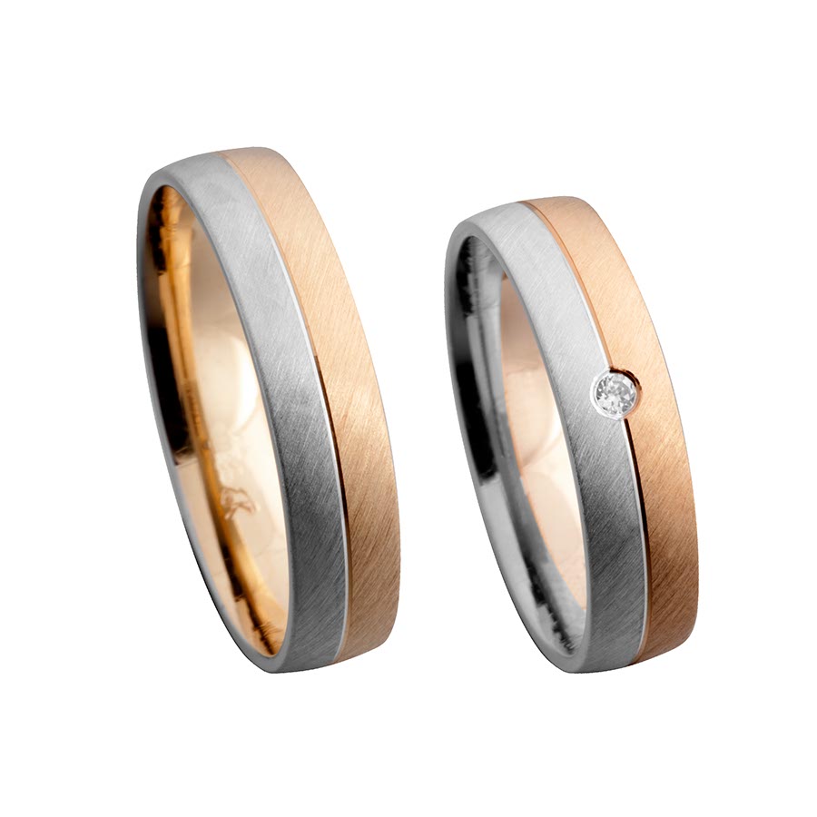 Wedding rings 585 Rotgold, Weißgold+Pd 514255-50