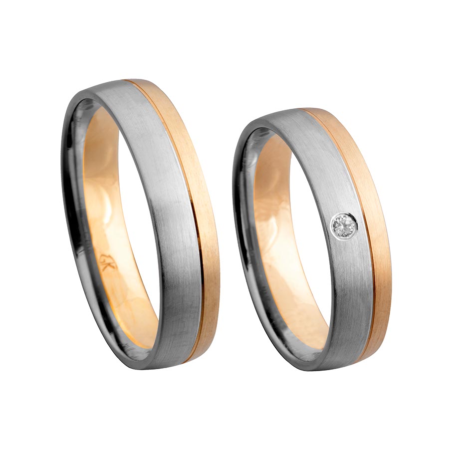 Wedding rings 585 Rotgold, Weißgold+Pd 514256-50
