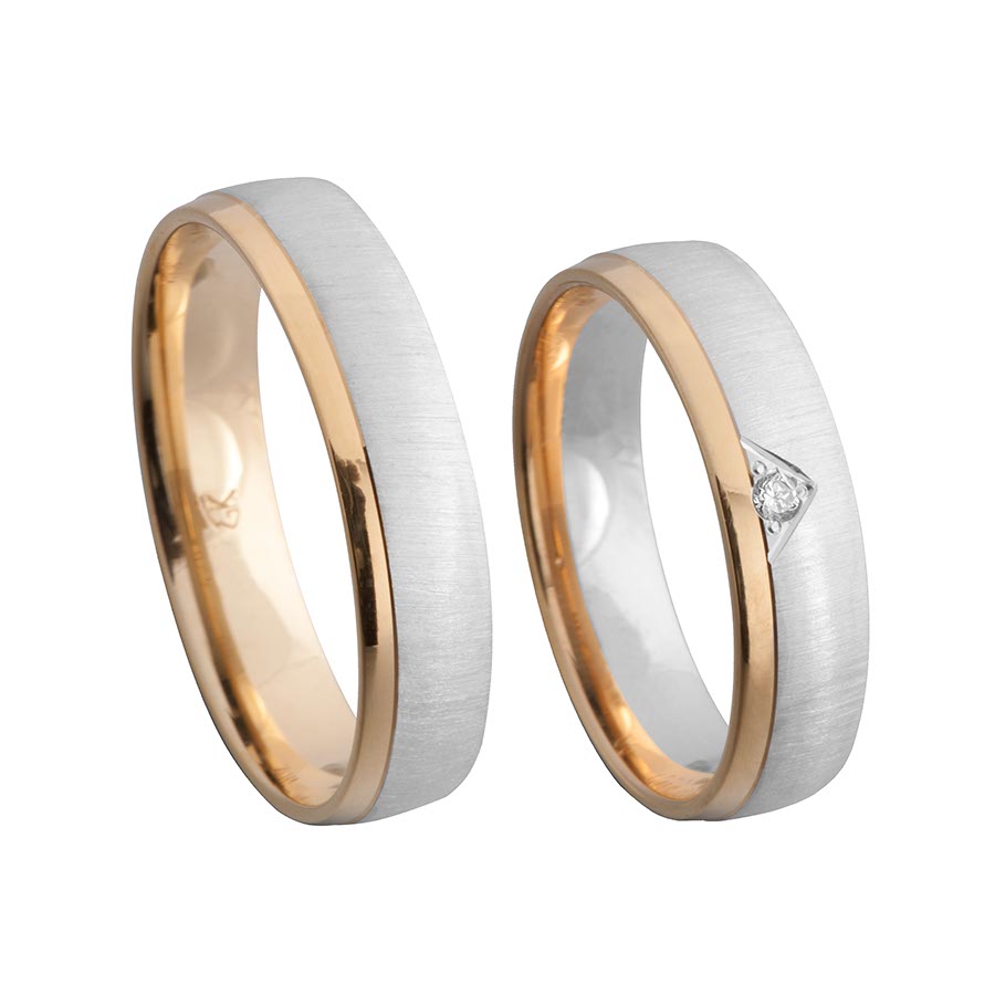 Wedding rings 585 Rotgold, Weißgold+Pd 514258-50