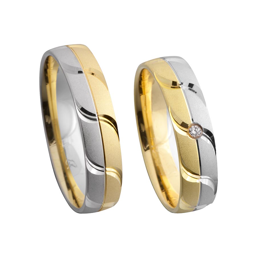 Wedding rings 585 Gelbgold, Weißgold+Pd 514259-50