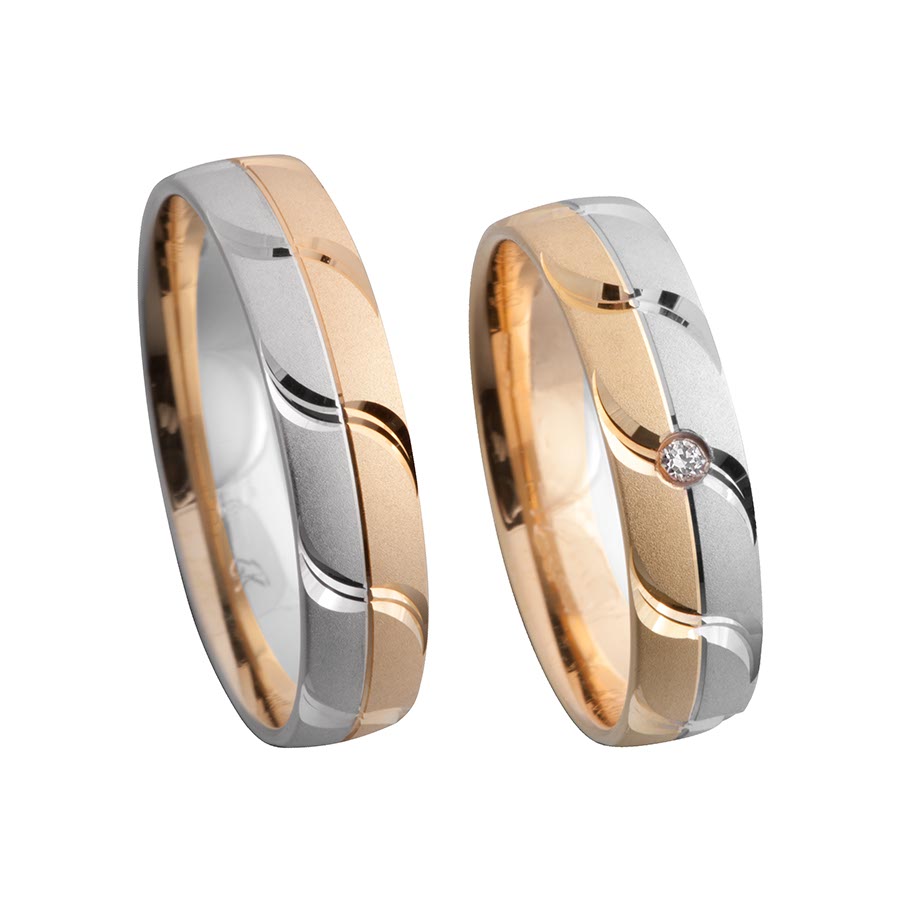 Wedding rings 585 Rotgold, Weißgold+Pd 514259-50