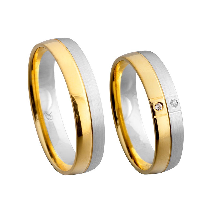 Wedding rings 333 Gelbgold, Weißgold mit Pd