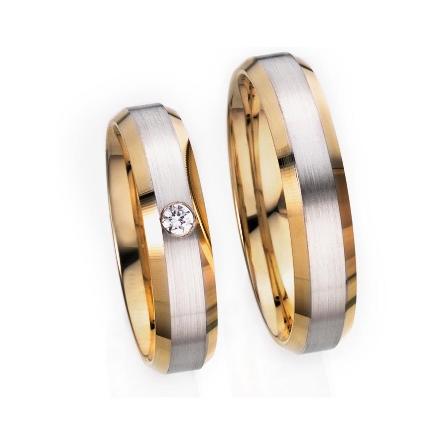 Wedding rings 375 Rotgold, Weißgold mit Pd