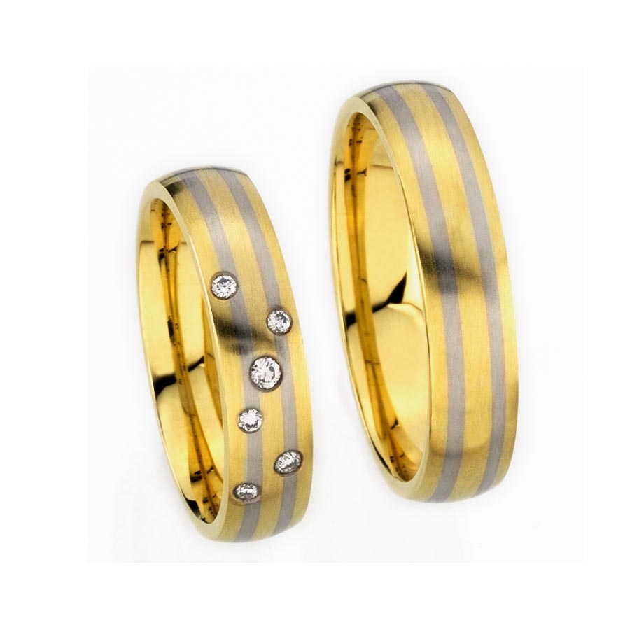Wedding rings 585 Gelbgold, Weißgold+Pd 514328-50