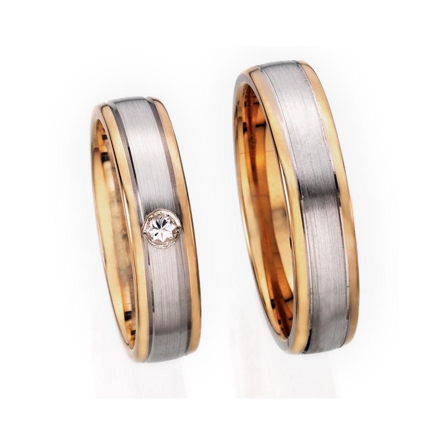 Wedding rings 925 Silber, 585 Rotgold 514345-50