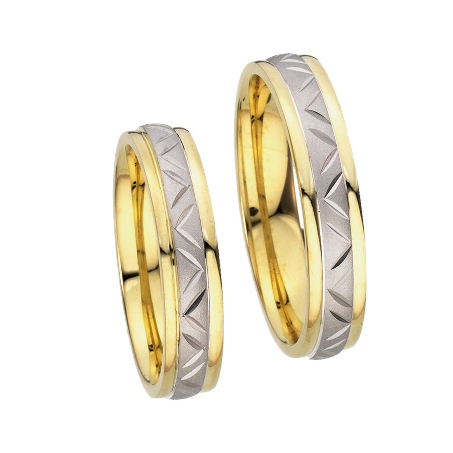Wedding rings 585 Gelbgold, Weißgold+Pd 514354-45