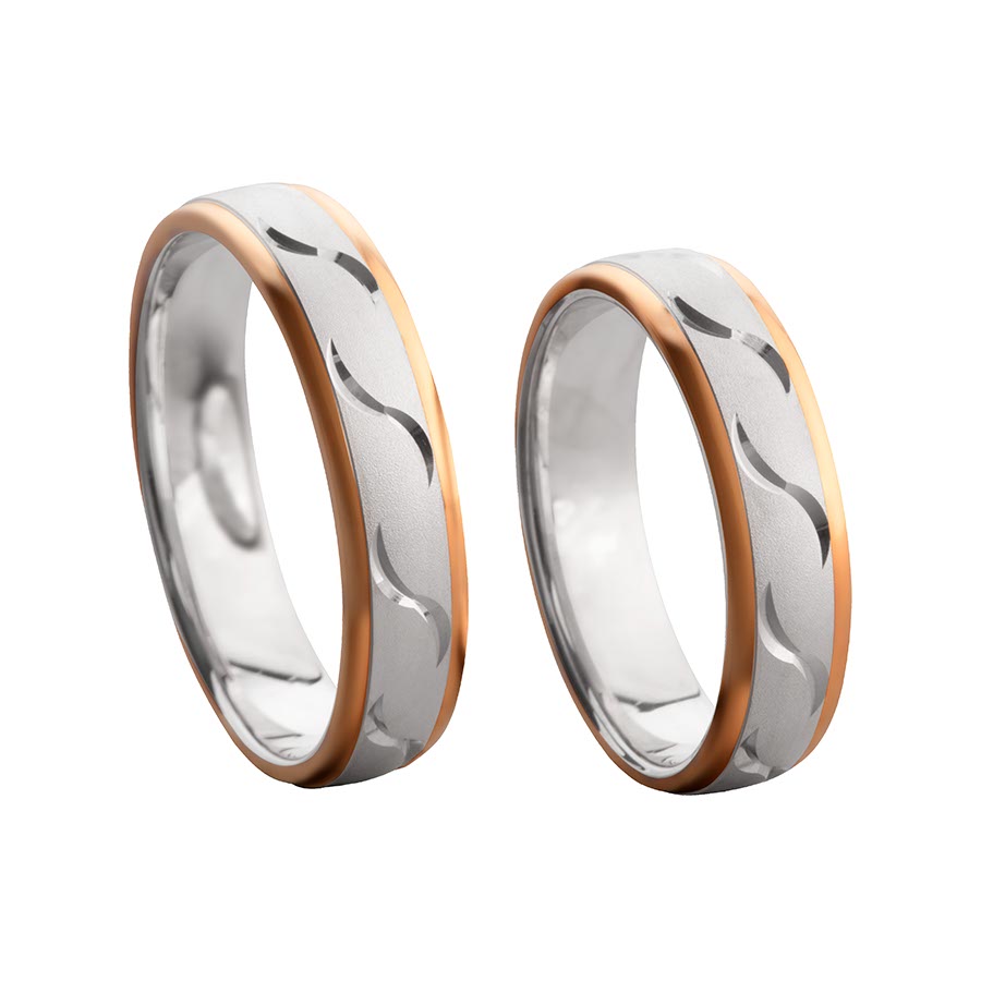 Wedding rings 375 Rotgold, Weißgold+Pd 514355-50