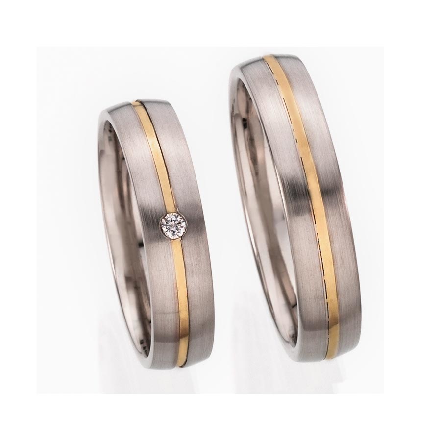 Wedding rings 585 Rotgold, Weißgold+Pd 514357-50
