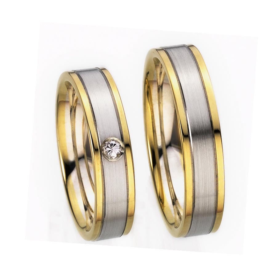 Wedding rings 585 Gelbgold, Weißgold+Pd 514361-50
