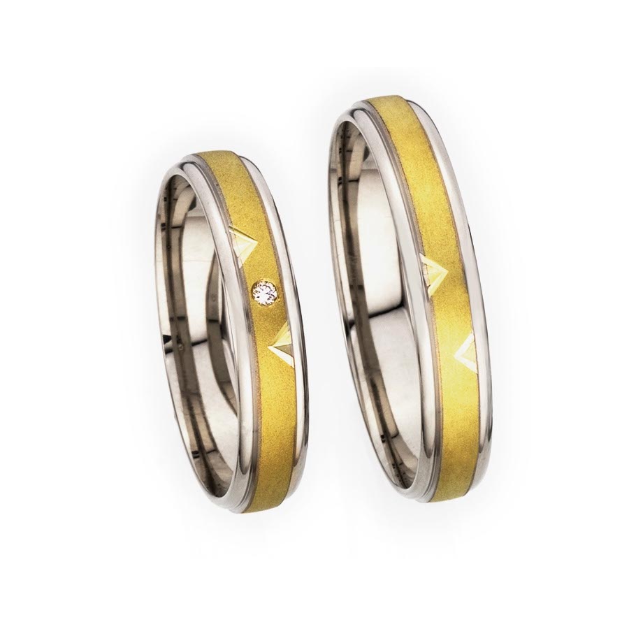 Wedding rings 585 Gelbgold, Weißgold+Pd 514369-40