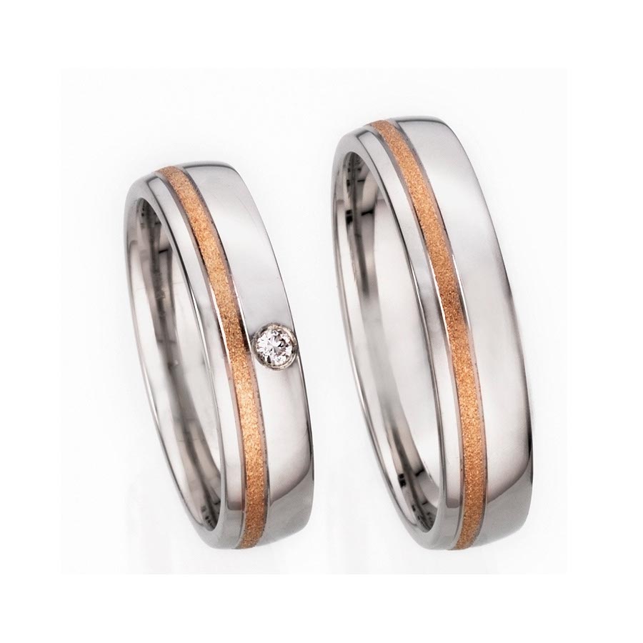 Wedding rings 585 Rotgold, Weißgold+Pd 514381-50