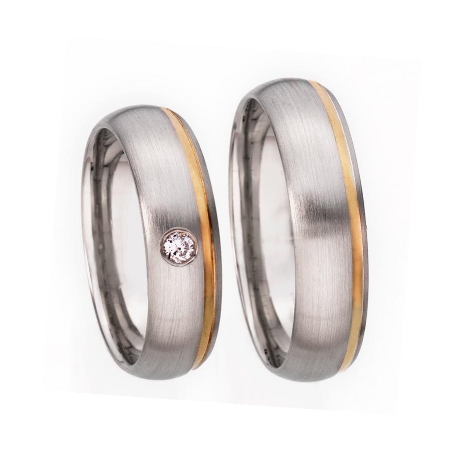 Wedding rings 950 Platin, 750 Rotgold 514383-60
