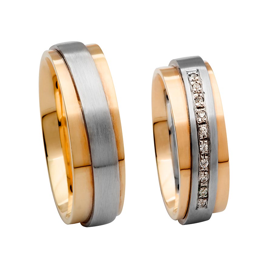 Wedding rings 600 Platin, 375 Rotgold 514385-80