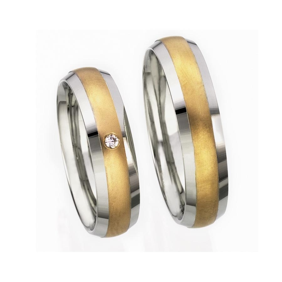 Wedding rings 925 Silber, 750 Gelbgold 514388-55