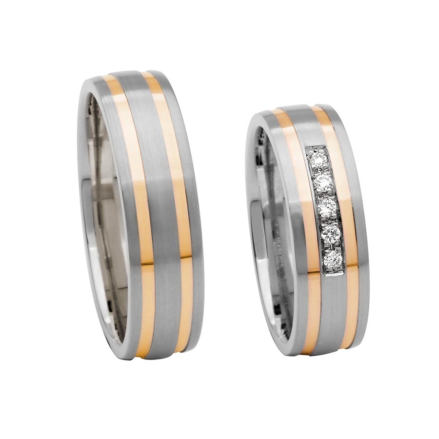 Wedding rings 925 Silber, 585 Rotgold 514391-60