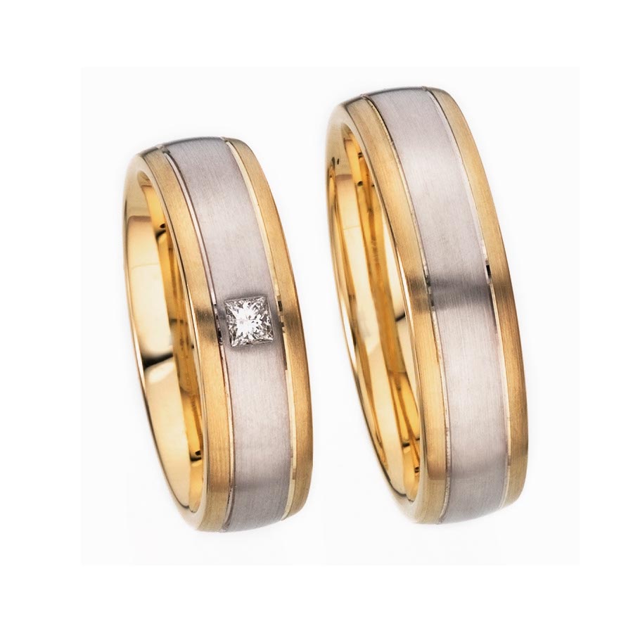 Wedding rings 950 Platin, 750 Rotgold 514392-60