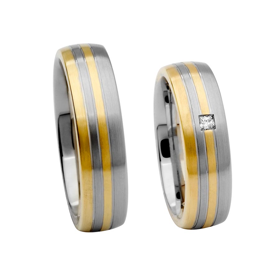 Wedding rings 585 Gelbgold, Weißgold+Pd 514620-60
