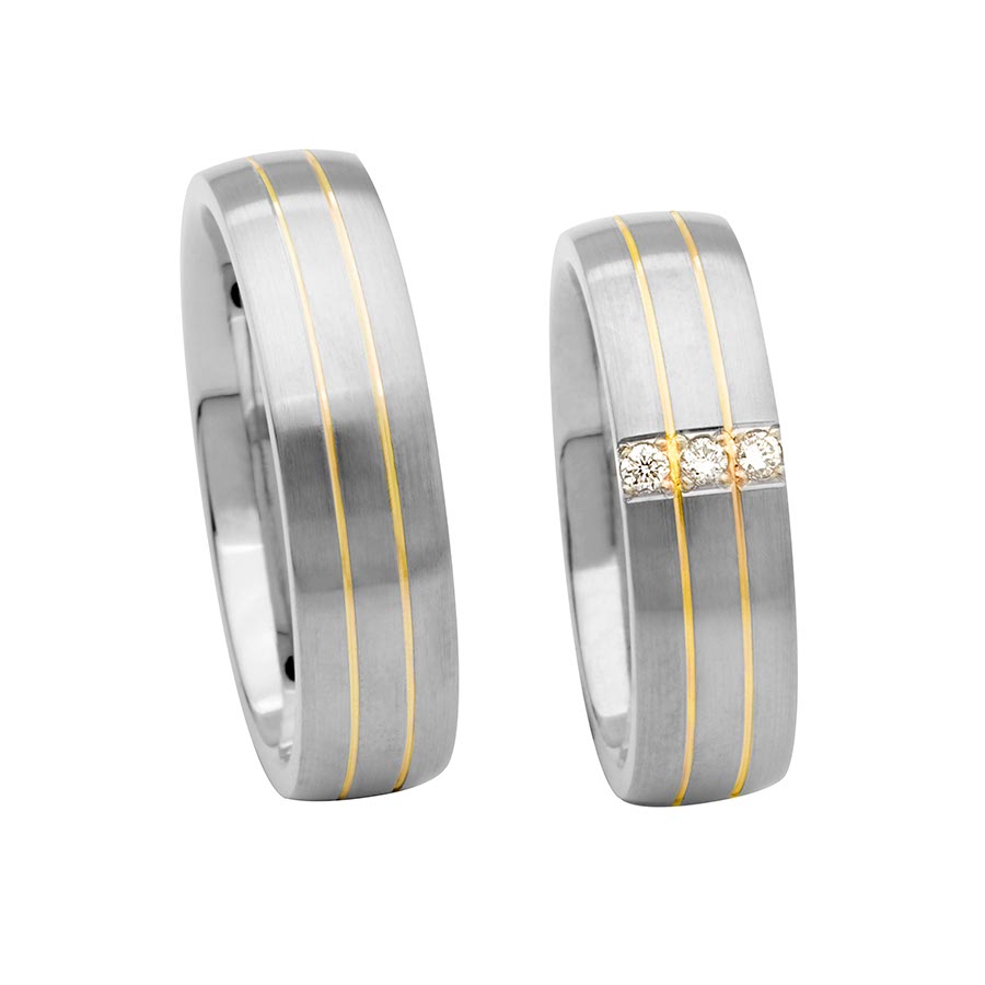 Wedding rings 950 Palladium, 585 Gelbgold
