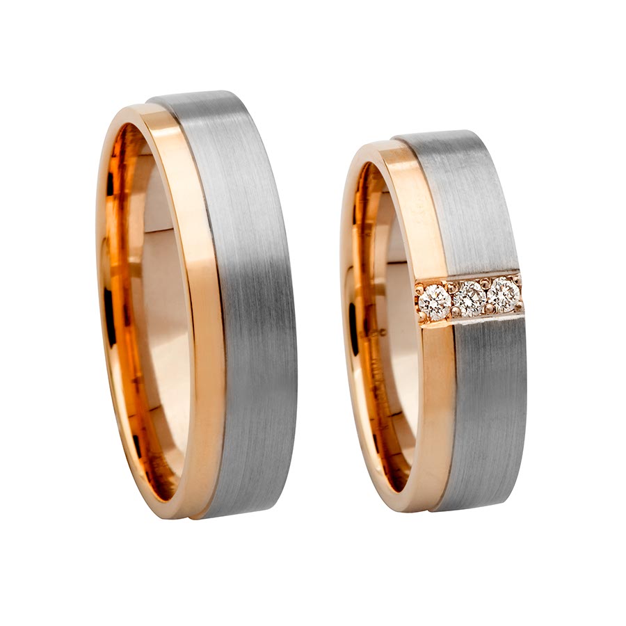 Wedding rings 585 Rotgold, Weißgold+Pd 514628-65