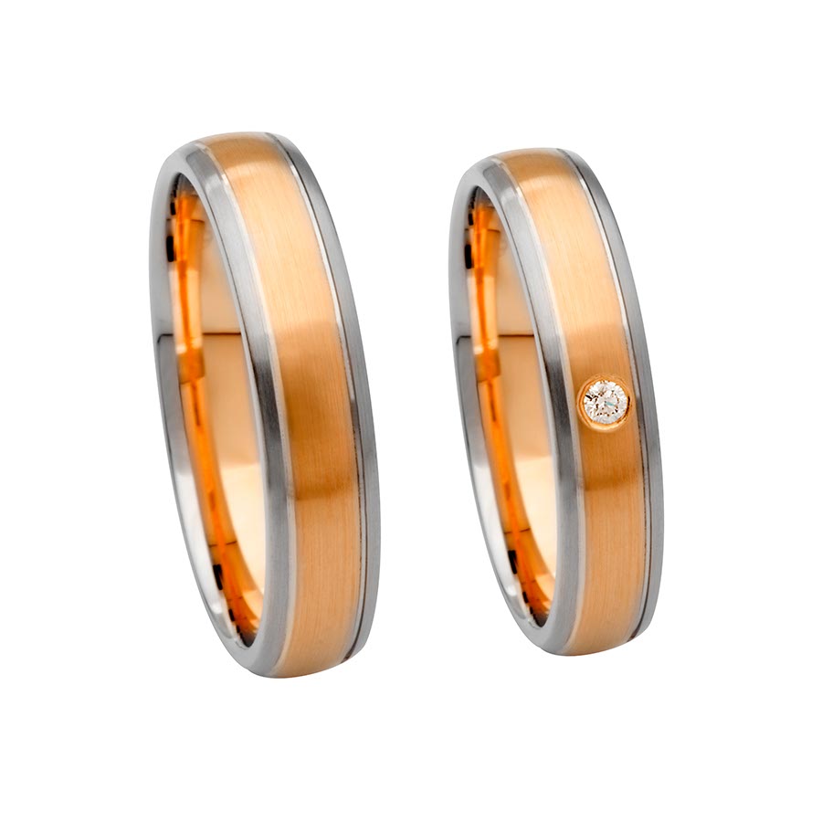 Wedding rings 585 Rotgold, Weißgold+Pd 514629-50