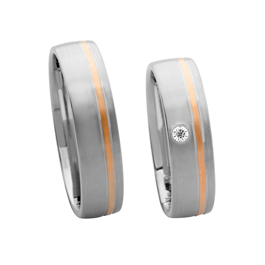 Wedding rings 585 Rotgold, Weißgold+Pd 514630-55