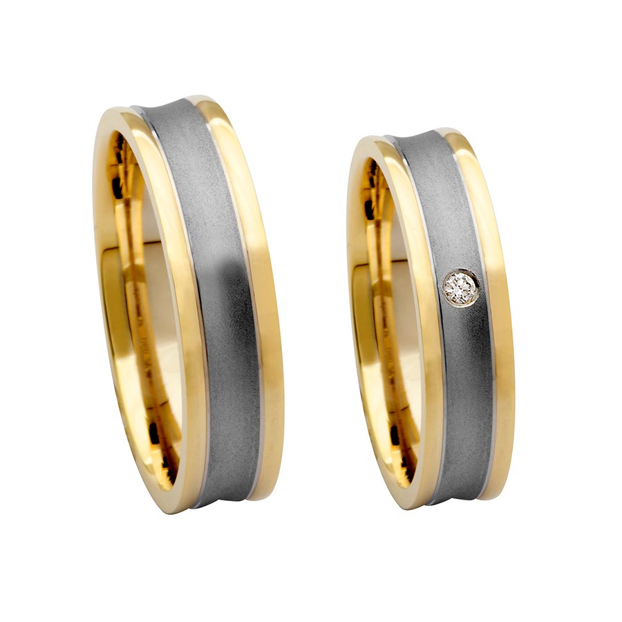 Wedding rings 585 Gelbgold, Weißgold+Pd 514631-50