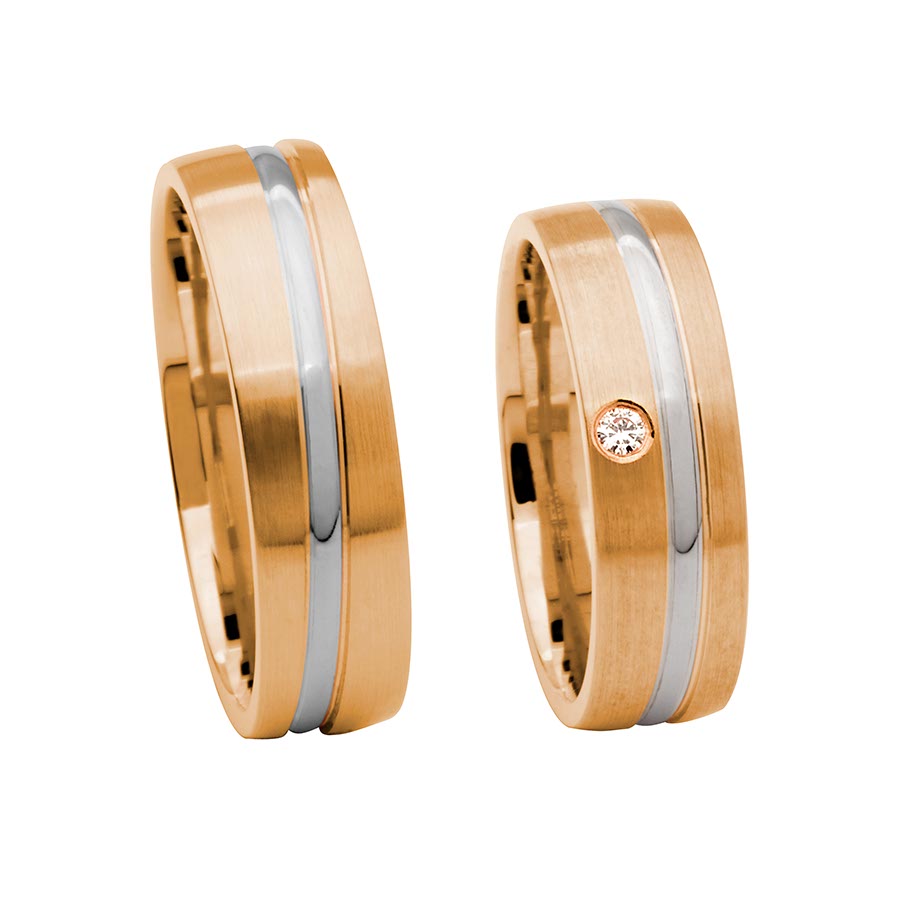 Wedding rings 585 Rotgold, Weißgold+Pd 514632-60