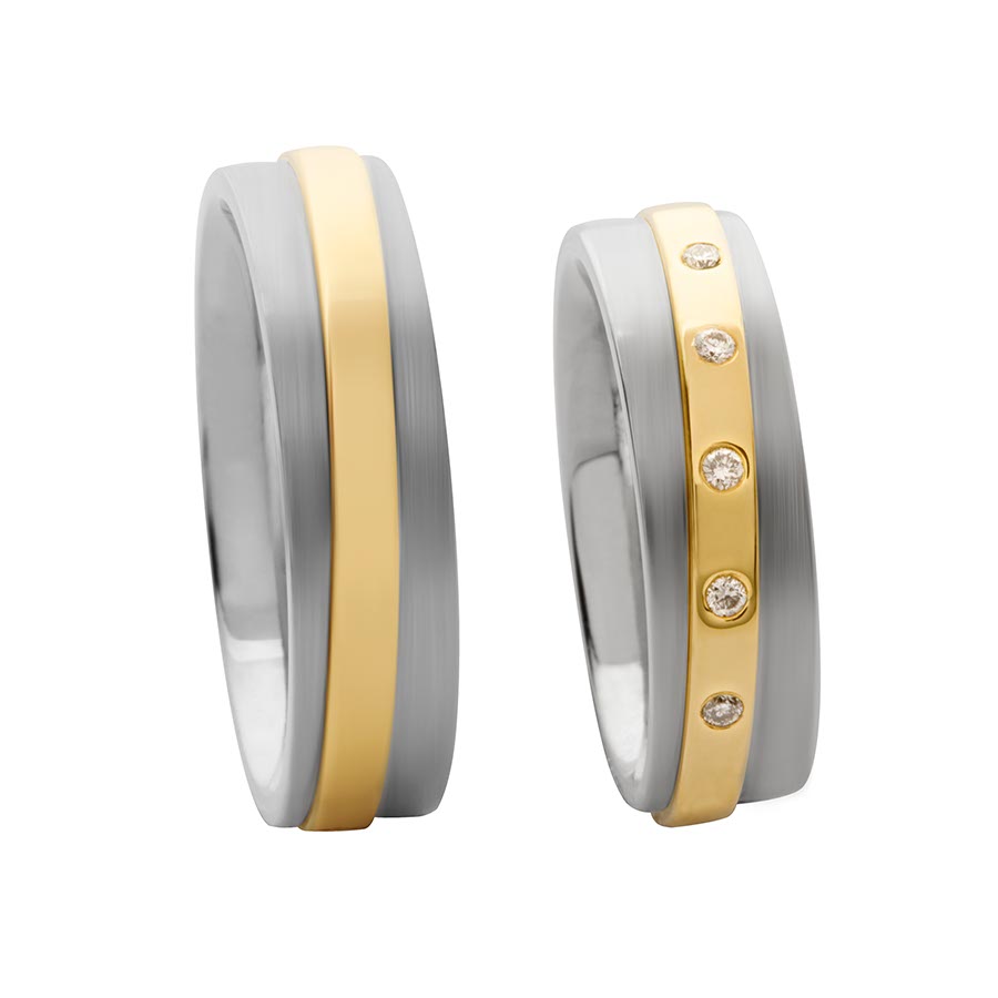 Wedding rings 585 Gelbgold, Weißgold+Pd 514634-60