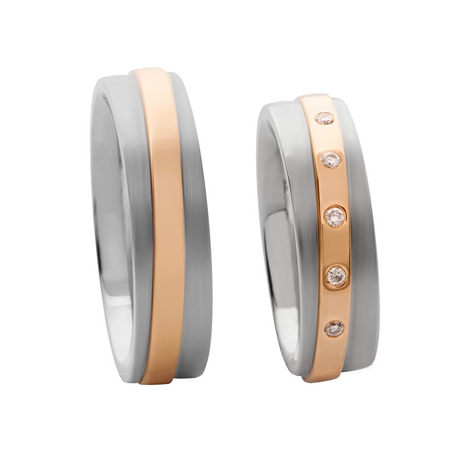 Wedding rings 585 Rotgold, Weißgold+Pd 514634-60