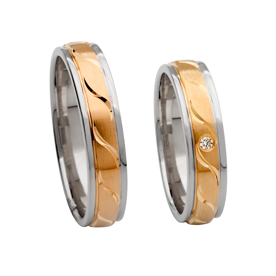 Wedding rings 585 Rotgold, Weißgold mit Pd