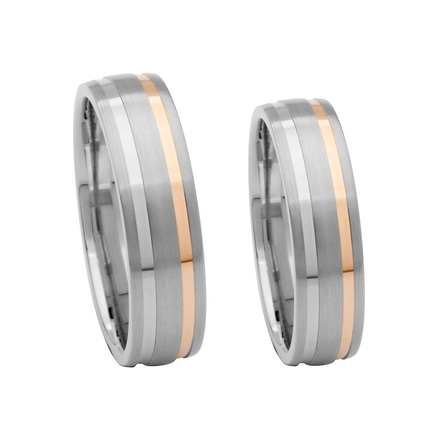 Wedding rings 950 Palladium, 585 Rotgold