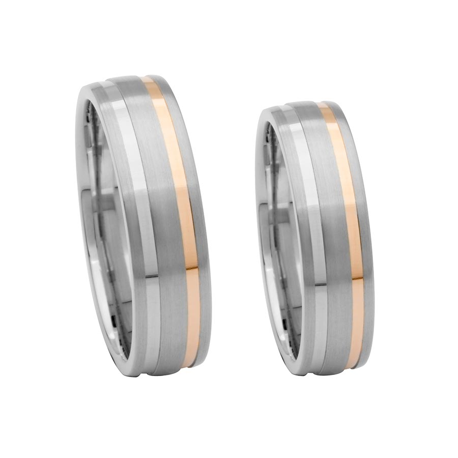 Wedding rings 950 Platin, 750 Rotgold 514638-60