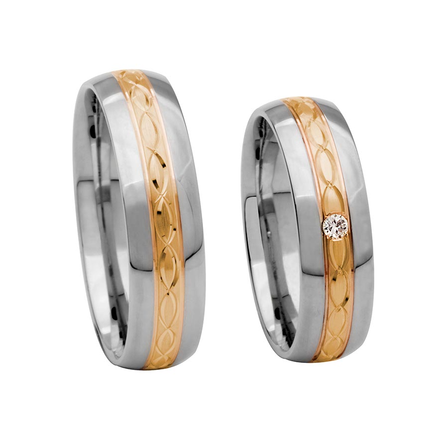 Wedding rings 585 Rotgold, Weißgold+Pd 514641-60