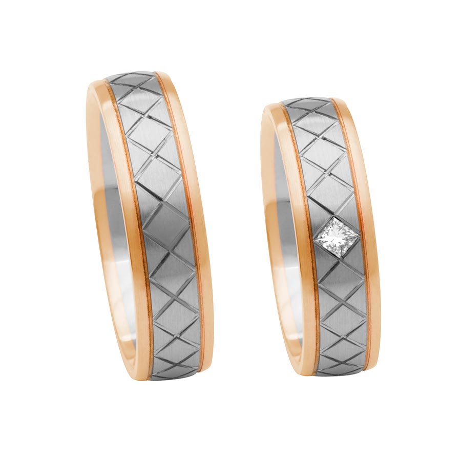 Wedding rings 585 Rotgold, Weißgold+Pd 514642-60