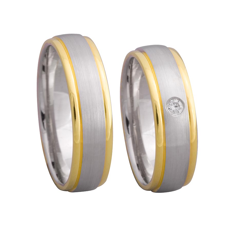 Wedding rings 375 Gelbgold, Weißgold+Pd 514645-60