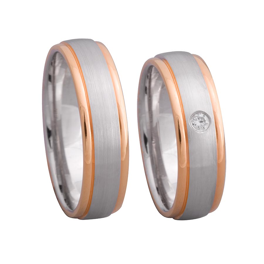 Wedding rings 500 Palladium, 333 Rotgold 514645-60