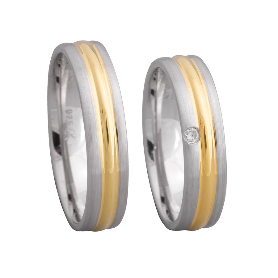 Wedding rings 375 Gelbgold, Weißgold+Pd 514646-50