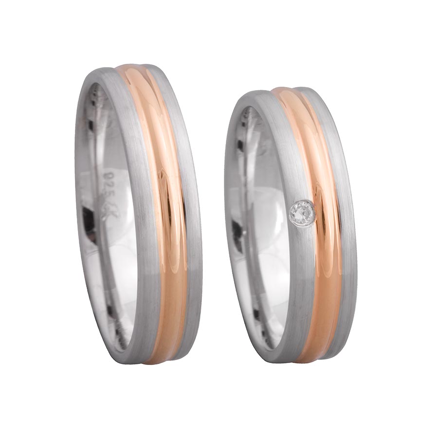 Wedding rings 585 Rotgold, Weißgold+Pd 514646-50