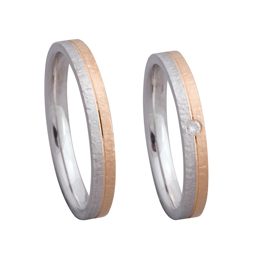 Wedding rings 585 Rotgold, Weißgold+Pd 514647-30