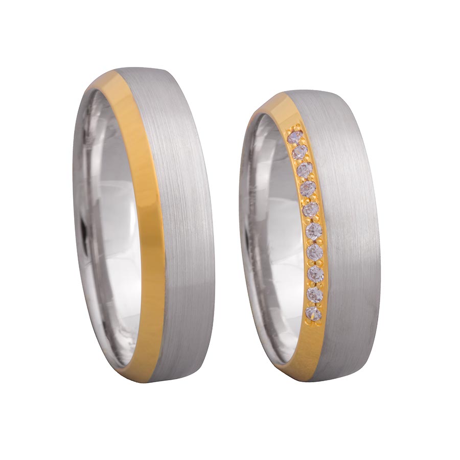 Wedding rings 375 Gelbgold, Weißgold+Pd 514648-55