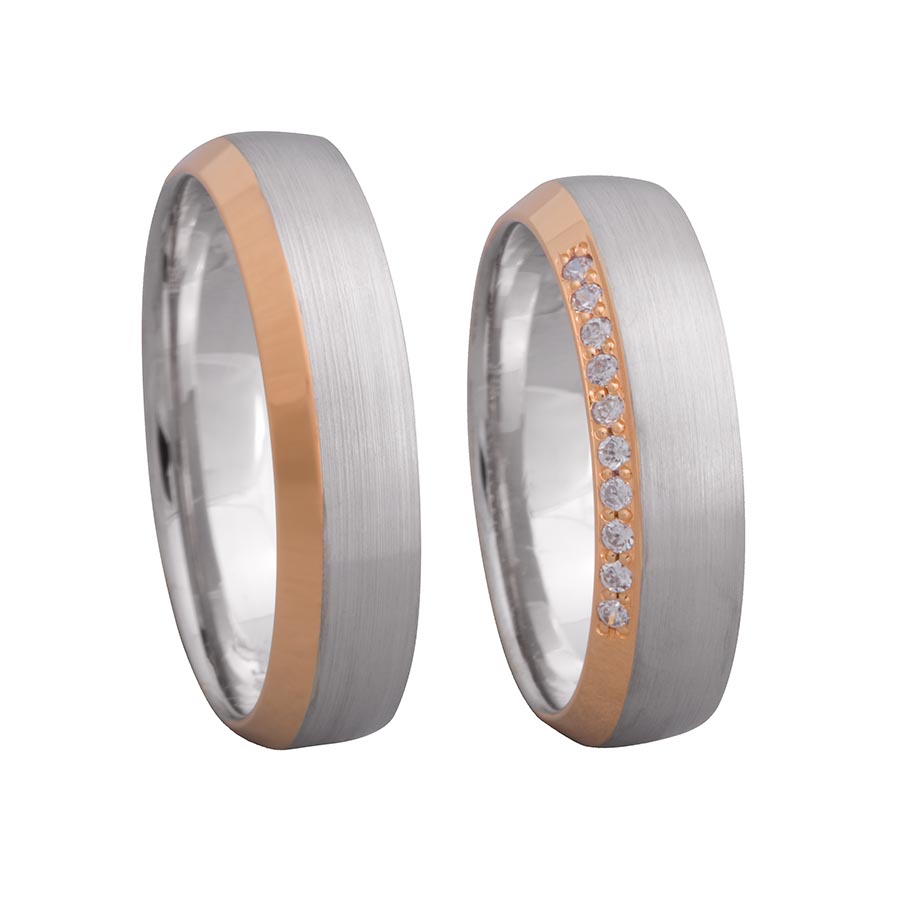 Wedding rings 585 Rotgold, Weißgold+Pd 514648-55