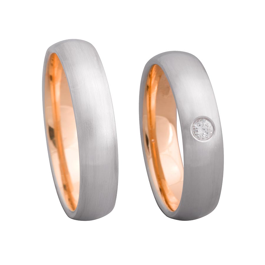 Wedding rings 585 Rotgold, Weißgold+Pd 514649-50