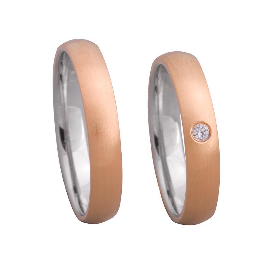 Wedding rings 585 Rotgold, Weißgold+Pd 514650-40