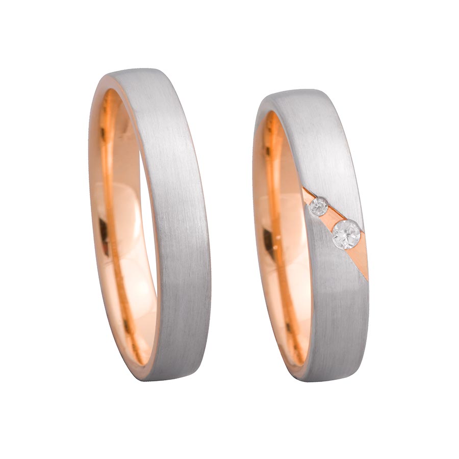Wedding rings 585 Rotgold, Weißgold+Pd 514654-40