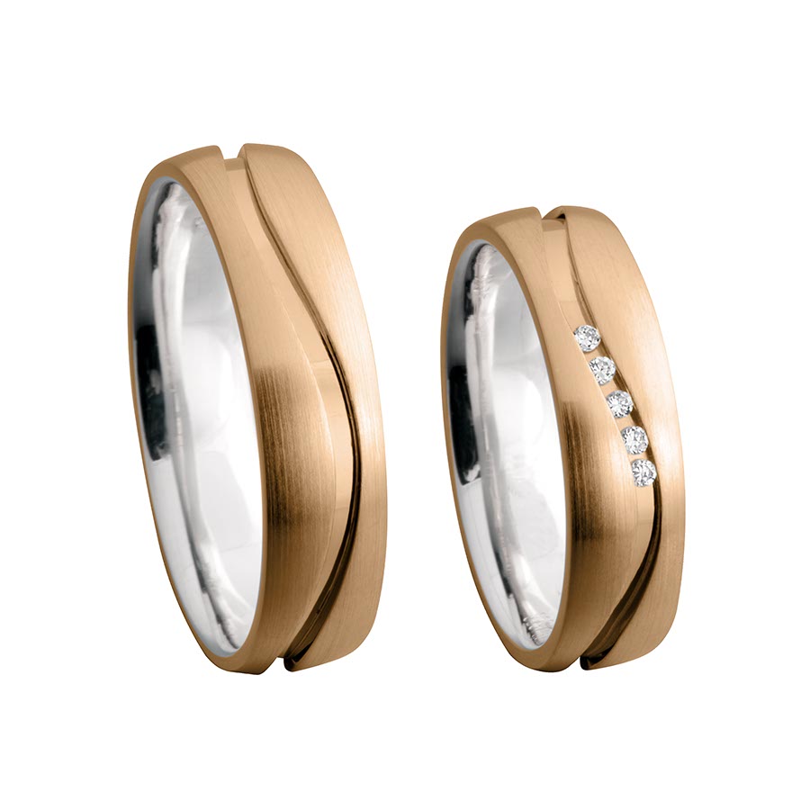 Wedding rings 925 Silber-KERN, 750 Rotgold, Hybrid 514656-55
