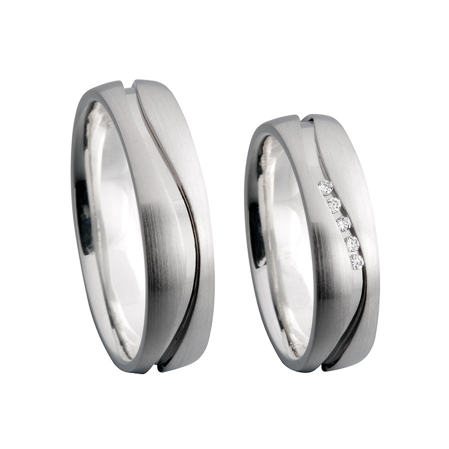 Wedding rings 925 Silber-KERN, 585 Weißgold+Pd, Hybrid 514656-55